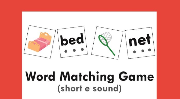 Words matching game (short e sound)