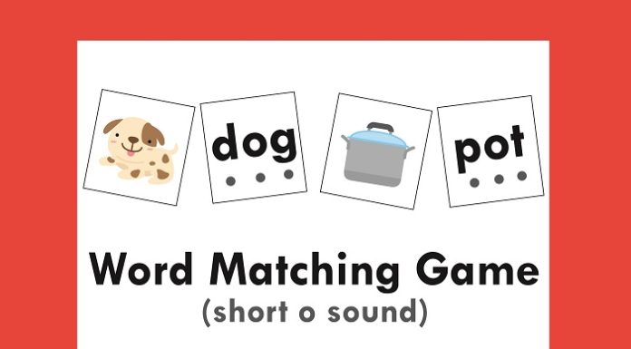 Words matching game (short o sound)